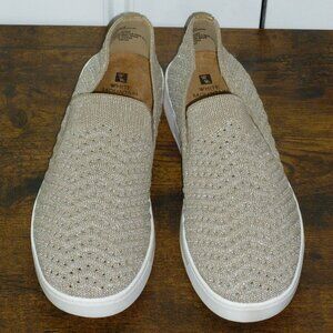 NWOT White Mountain Gold Shimmer Perforated Slip On Sneakers